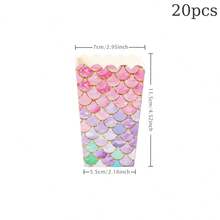 10/20/50/100PCS Cajas de palomitas de maíz de papel con borde dorado y degradado multicolor en forma de escamas de pez, contenedor desechable para aperitivos y golosinas para noche de cine, suministros de fiesta para boda, despedida de soltera, celebración & reunión en el patio trasero - Multicolor - Ver 9
