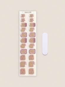 20片半固化凝胶美甲贴，沙龙品质，持久耐用，易于粘贴和卸除，需使用UV灯固化 - 紅白色 - 查看 3