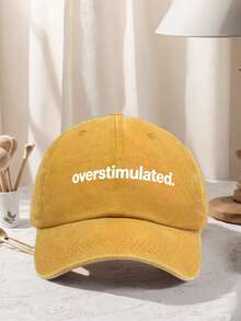 1pc Vintage Washed "Overstimulated" Baseball Cap Adjustable Design, Lightweight And Comfortable To Wear. Ideal For Hiking, Mountaineering, Travel, Sun Protection, And Outdoor Activities. Unisex Casual Streetwear Cap Suitable For All Seasons-Spring, Summer, Fall, And Winter.,Beach,Festival - A - View 10
