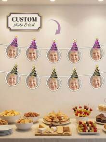 7/14/21pc Custom Photo & Text Retirement Party Banner, Personalized Funny Face Garland, Custom "I'm Retired!" Party Hat Bunting, Retirement Party Decor, Unique Custom Photo Retirement Banner, Customizable Retiree Face Party Decoration,Personalized Gifts, Customized Facial Photos, Fun Birthday Banners - Multicolor - View 2