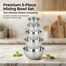 5pcs Quality Mixing Bowl Set-Non-Slip Bottom, Graduated Scale, Durable, Easy To Clean, Great For Cooking, Baking, Prep, Home Kitchen Cooking, Washing, Fruit, Noodles, Kitchen Accessories And Baking Tools,Mother's Day,Mom,Mother's Day Gift,Flower,Jewelry,Mother's Day Decorations,Mother's Day Party Supplies,Women,Pink,Gift Set - Silver 5pcs - View 1