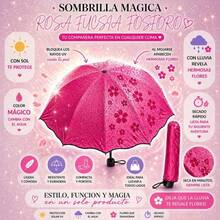 Sombrilla Mágica de Bolsillo – Compacta con Figuras que Aparecen con el Agua - Rosa Fucsia - Ver 2