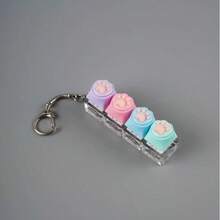 New Round Cap Decompression Button 9-Key Tester Keyboard Cat Keychain Finger Squeeze Stress Relief Hanging Accessory, Squeeze Click Stress Relief Keychain Keyring Bag Charm, Cat Paw Butt Pattern, Suitable For Adults And Kids, Can Be Used As Birthday, Holiday, Party, Children's Day, Graduation, Back To School Gifts - Multicolor - View 10