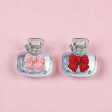 Two Cute Bow-Shaped Toothbrush Covers, Portable Protective Cases, Fresh Breath, Transparent Plastic Design, Suitable For Travel And Daily Use, Bathroom Accessory |   Transparent Design - Red + Rose Red - View 5