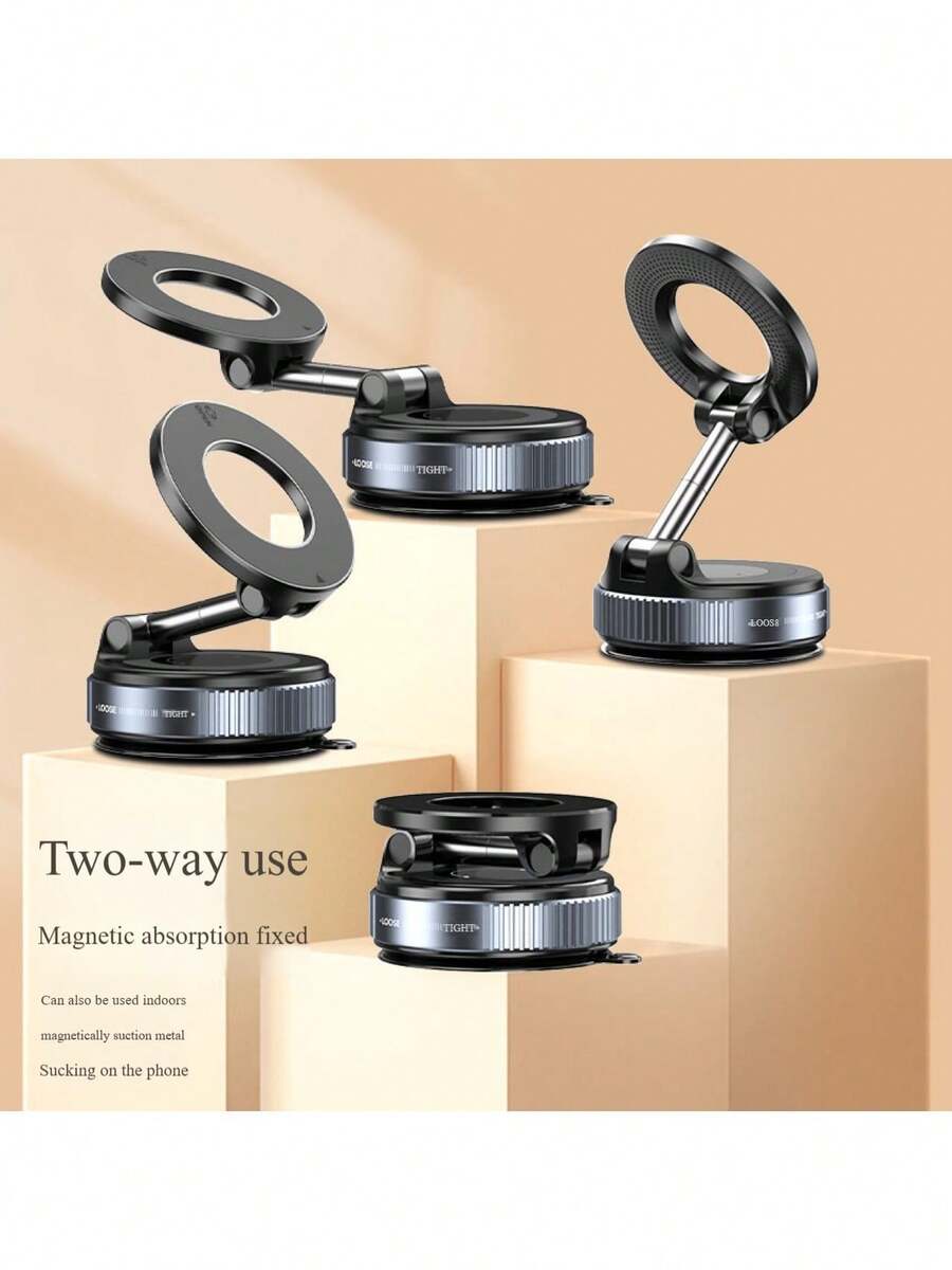 Giá đỡ điện thoại trên ô tô bằng chất liệu ABS với cốc hút chân không được nâng cấp, xoay 360°, giá đỡ từ tính mạnh mẽ, giá đỡ đa năng - Bao gồm 1 tấm từ tính và 1 sách hướng dẫn sử dụng.
