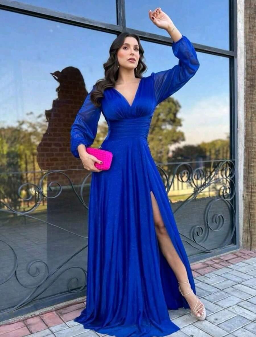 Long Dress For Graduation, Party, Wedding, Evening, Bridesmaid With Sparkle - Royal Blue - View 1