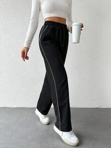 Women's Drawstring Waist Sweatpants - Coral Pink - View 8