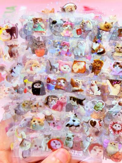 10pcs Cartoon Style Waterproof Stickers, Suitable For Phone, PET Material, Can Be Used For Scrapbooking, Diary, Stationery, Cute Design