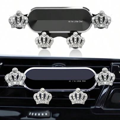 Soporte de teléfono para coche con diseño de corona, soporte de navegación montado en la rejilla de ventilación, accesorios interiores para automóvil para mujeres