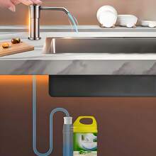Bình đựng xà phòng âm tường bằng thép không gỉ 304 dày dặn với ống mềm dài 100cm/39.4in, bơm áp lực cao cấp dùng cho nước rửa chén nhà bếp, bình đựng chất tẩy rửa cho chậu rửa rau củ. - Nhiều màu - Xem 9