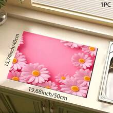 1pc Pink Floral Print Absorbent Mat/Drying Mat For Coffee Maker, Dishes - Polyester Absorbent Desktop Protective Mat With Rubber Anti-Slip Pad, For Kitchen Counter Decor, Home Bar And Dining Table - Multicolor - View 13