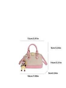 1 Peça Bolsa Feminina da Moda, Bolsa Tipo Concha Colorblock, Bolsa Transversal, Feita de Material de Couro PU, Inclui Pingente, Bolsa Casual Diária, Adequada para Jovens Senhoras - Adequada para Sair, Compras, Escola, Encontros, Presente, Escritório, Trabalho, Viagem. - Branco - Visão 3