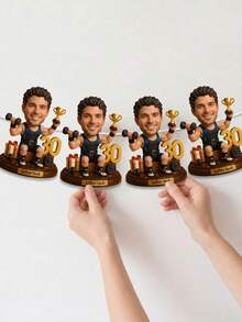 7pcs/14pcs/21pcs Personalized 2D Photo Bobblehead Birthday Banner, 25cm/9.84in, Custom Face & Text, Gym/Sports Theme Cake Topper & Party Decor. Perfect For 30th/40th Celebrations. Ideal For Fitness Fans & Friends. Great For Home Parties & Banquets. - Multicolor - View 11