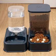 Alimentador automático para mascotas de 1,2 L/1,5 L, plástico, 2 estilos, dispensador de agua para perros y gatos, juego de alimentadores de gran capacidad, 3 colores - Comedero azul - Ver 5