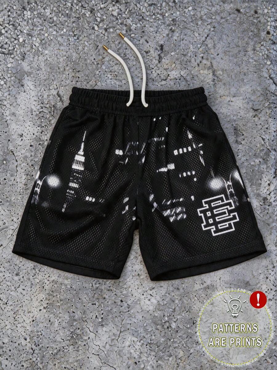 Men's Statement Print Shorts Fashion Designer Patterned Casual Daily Wear Shorts - 彩色 - 查看 1