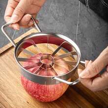 1pc 304 Stainless Steel Fruit Slicer, Apple Corer Multifunctional Cutter Divider Household Kitchen Tool - Silver - View 4