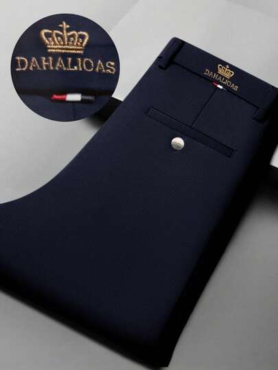 Men's Business Trousers, Formal Pants With Embroidery Design, Casual Straight-Leg Suit Pants, Office Wear Bottoms