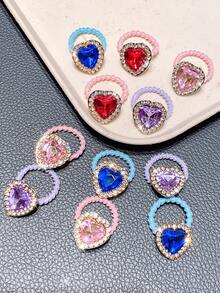 10pcs Y2K Premium Heart-Shaped Kids Hair Ties, Children's Hair Accessories, Gift For Girls, Party Favors, Year-End Gift For Kids - Multicolor - View 4