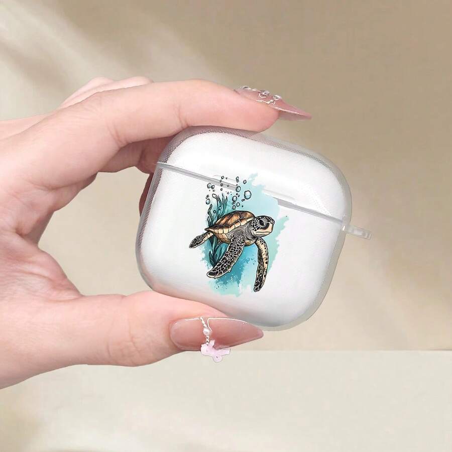 1pc Sea Turtle Design Earphone Protective Case, Suitable For Earphone Protective Case 1/2, New Wireless Earphone Protective Case 3/Pro/Pro2, Gift For Boyfriend/Girlfriend, Valentine's Day, Holiday, Easter - Clear - View 1