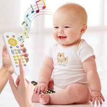 1 Pc Multi-Language Simulation Remote Control Toy With Sound And Light Effective Interactive Learning Toy TV Remote Control Simulation Toy Early Learning Cognitive Toy Black Remote Control White Remote Control (Battery Not Included) - Multicolor - View 3