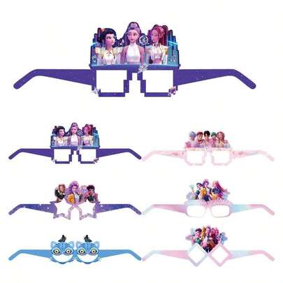 Hasbro Bộ 6 chiếc kính hình nhân vật hoạt hình 2026, kính gọng vuông dễ thương, quà tặng ngày lễ và đồ trang trí tiệc [Mẫu ngẫu nhiên]