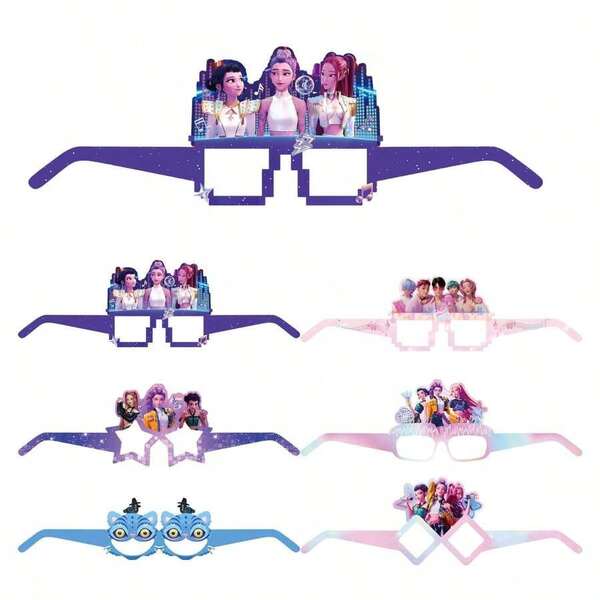 Hasbro Bộ 6 chiếc kính hình nhân vật hoạt hình 2026, kính gọng vuông dễ thương, quà tặng ngày lễ và đồ trang trí tiệc [Mẫu ngẫu nhiên]