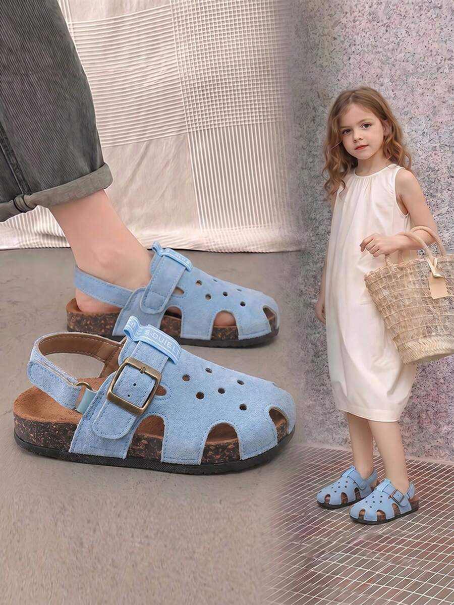 1 Pasang Sandal Musim Panas Baru 2026 Berongga dengan Ujung Tertutup untuk Anak Perempuan, Sepatu Pantai Balita - Baby Blue - View 1