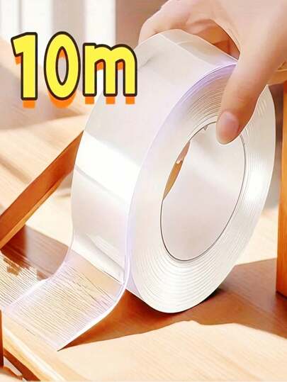 1 Roll 1/3/5/10M Heavy Duty Double-Sided Tape, Reusable Strong Adhesive Tape, Multi-Purpose Washable Removable Nano Tape, Suitable For Home/Office/Car Adhesion, Best For Home Decor Tools, Stickers, Wall Decals