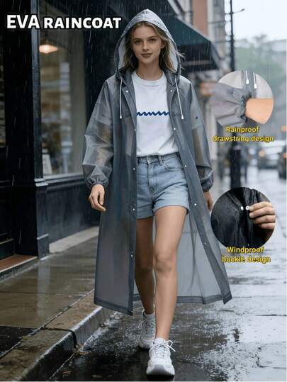 High Quality Thick EVA Full Body Adult Rain Poncho - With Hood, Sports Style Front Closure, Semi-Transparent Design & Elastic Cuffs, Adjustable Drawstring Hood, Full Body Coverage, Zipper Storage Pocket, Suitable For Outdoor Cycling, Hiking, Running - Lightweight & Portable Outdoor Rainwear | Full Body Rain Poncho | Windproof EVA,Outdoor,Garden,Travel Essentials,Portable Essentials,Beach Essentials,Graduation Season,Commencement,Graduation Ceremony,Graduation Gift,Graduation Present,Graduation Gift,Graduation Present,Congrats Grad,Congratulations Graduate,Valedictorian,Finish School,Graduation Party,Outdoor Essentials,Travel Portable,Hiking Essentials,Camping Essentials,Portable Tools,Summer Essentials ,Summer Portable