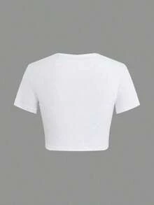 2026 Summer Clothes Dutch Motorcycles Speed Shop With Winged Eye Women's Casual Solid Color Crew Neck Short Sleeve Slim Fit Cropped T-Shirt Basic Summer Polyester Top, Versatile Everyday Wear, Perfect Gift For HerLoose And Comfortablesummer Tops  Dutch Clothes Women Playeras De Mujer - 白色 - 查看 5