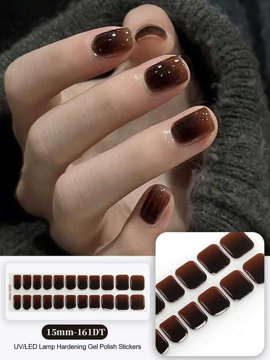 20片半固化凝膠美甲貼片，沙龍級長效耐用，易貼易除，需UV燈照固化