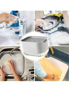 1pc Soap Dispenser, Countertop Soap Pump Dispenser, Sponge Nozzle, Convenient Kitchen Sink Dishwashing Slip-Resistant Base Press Soap Box, Kitchen Gadgets, Counterth Soap Press Box, Manual Dispenser, Sponge Press Pump Soap Refill Container - Multicolor - View 10