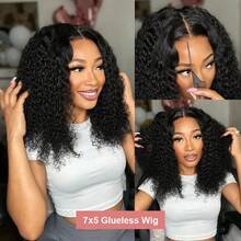 Human Hair Jerry Curly Water Curly Short Bob Wigs 250% Brazilian Ready To Go Glueless Human Hair Wigs 13x4 Deep Wave HD Lace Frontal Wig For Women - Natural Black - 查看 2