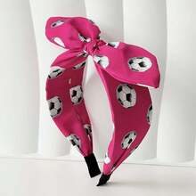1 pieza Diadema con estampado de fútbol de la Copa del Mundo con lazo & orejas de conejo, accesorio para el cabello de juego deportivo - Multicolor - Ver 14