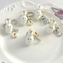 Móc khóa hình thỏ dễ thương, mặt dây chuyền hình thỏ Kawaii, trang trí hoạt hình, điểm nhấn hoa cà rốt, phụ kiện thời trang, đồ dùng cosplay, đồ tự làm cho ví, ba lô, quà tặng hàng ngày. - Nhiều màu - Xem 2