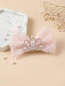 3pcs/Set Girls' Pink, Beige And Purple Floral Mesh Hair Clips, Sweet Hair Accessories Suitable For Birthday Party - Multicolor - View 3