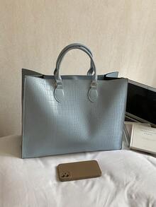 Fashionable Snake Skin Pattern Multi-Purpose Large Capacity Tote Bag For Travel & Shopping - Blue - View 7