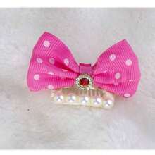 New Rhinestone Bow Pet Hair Clips, Cute Dog Hair Accessories For Yorkie Maltese, Cat Dog General Hairpins - Red and White - View 13