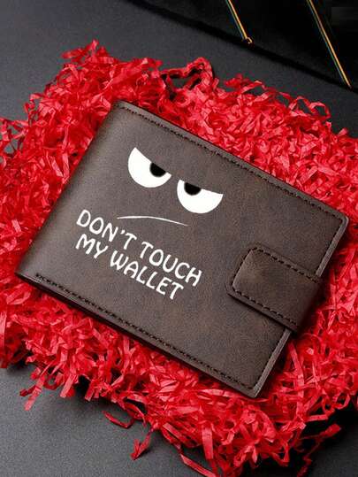 Fashionable Faux Leather Wallet - Compact Zipper Card Holder & Coin Purse, Snap Closure Card Case, "Don't Touch My Wallet" Design, Ideal Daily Use Billfold