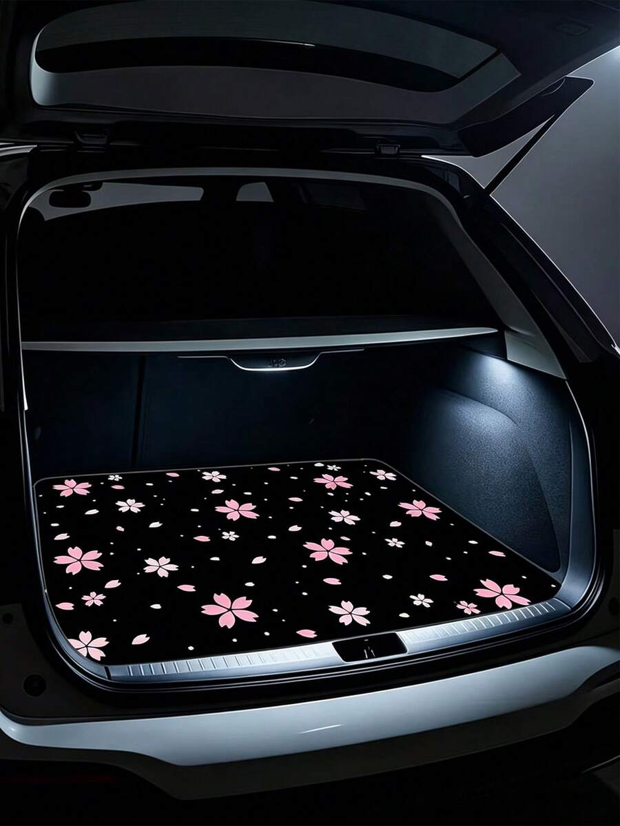 1pc Floral Print Car Trunk Mat, Universal Non-Slip Trunk Liner, Waterproof & Dirt-Resistant Trunk Protector, Simple & Elegant Car Interior Decor, Keeps Trunk Clean & Tidy, Practical Daily Commute Car Accessory - Multicolor - View 1