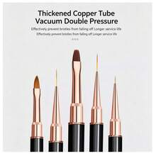5pcs Double-Ended Nail Art Brush Set With Caps, Multi-Functional Nail Care Tools - Black - View 4