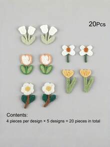 20pcs Lucky Flower Embroidery Patchwork Set - Multi-Functional Decorative Patches For Bag Embellishment And DIY Bag Accessories. Accessories - Multicolor - View 8