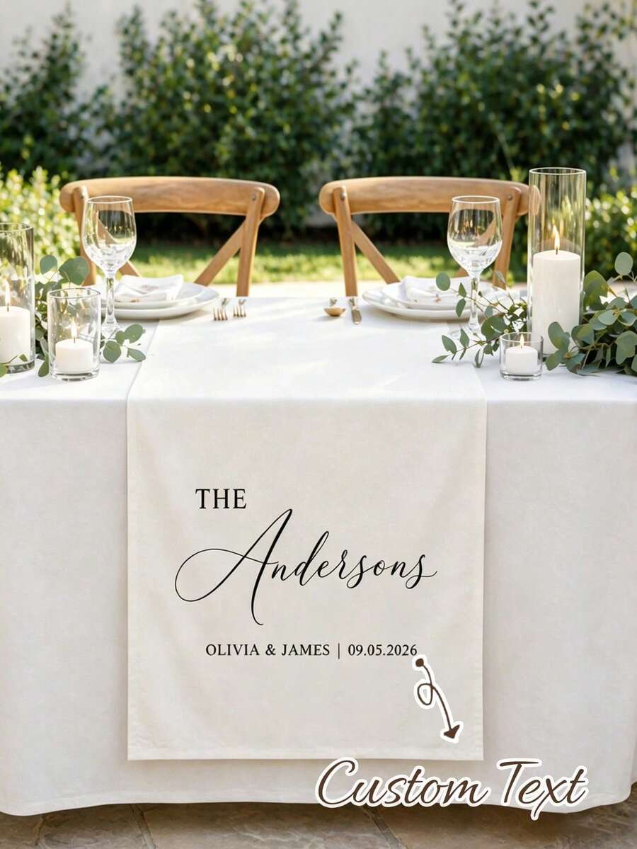 Personalized Wedding Table Runner, Custom Linen Wedding Banner, Bride & Groom Table Decor, Wedding Ceremony Gift