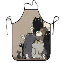 猫咪主题趣味厨房围裙，送给爱猫人士的幽默烹饪礼物，非常适合烧烤、派对和角色扮演，男女皆宜，尺寸可调节 - LIWQ00374 - 查看 2