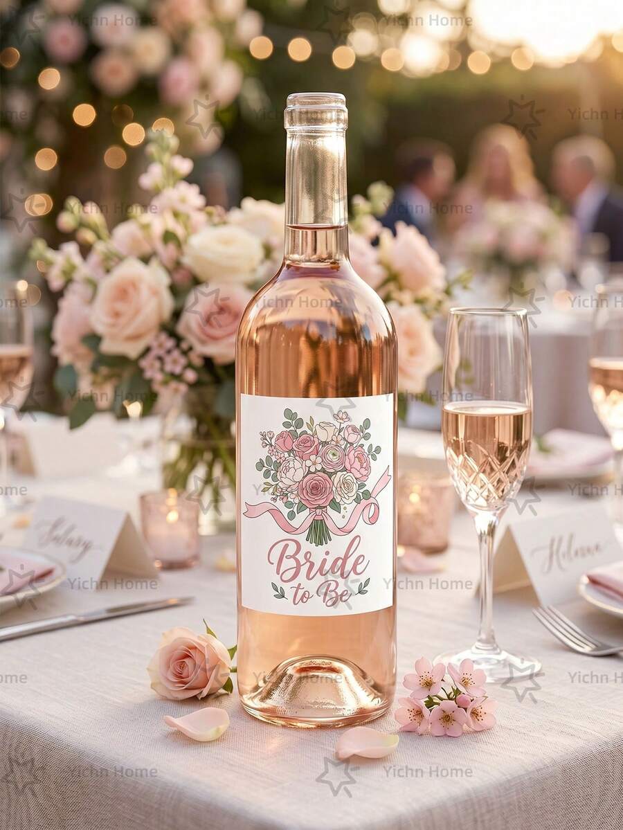 2张婚礼酒瓶标签 - 浪漫婚礼自粘标签贴纸,适用于香槟,婚礼派对礼物,订婚礼物的理想之选 - 桌面装饰,婚礼创意,婚礼庆典装饰贴纸,新娘送礼会,婚礼创意,送给未婚夫/妻的订婚礼物,伴娘伴郎 - 花卉B - 查看 1