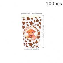 10/20/50/100个装高地牛及奶牛印花图案爆米花盒，花环和棕色斑点印花敞口零食盒，一次性纸质零食盒，适用于爆米花、薯条、糖果、甜点，是农场主题派对、乡村活动、西部聚会、节日庆典、主题派对、派对礼品、食品包装用品的理想之选，耐用轻便的派对配件，用途广泛的零食和小点心容器。 - 多色 - 查看 6
