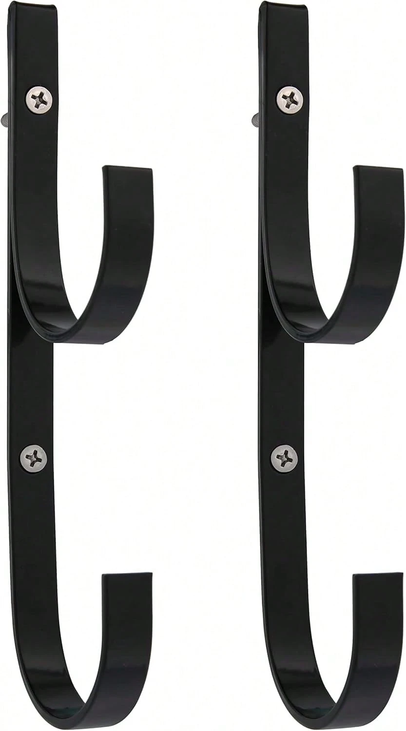 U.S. Pool Supply Pool Pole Hanger - 2 Black Aluminum Pool Hooks For Poles - Equipment Fence Hook For Nets, Skimmers, Leaf Rakes, Vacuums, Vacuum Hoses, Telescopic, Attach Accessories, Holder Organizer - ColorA - View 1