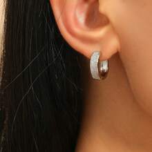 1 Đôi bông tai khoen nhiều hàng đính đá Cubic Zirconia lấp lánh, thời trang cho tiệc tùng và đám cưới. - Bạc - Xem 2