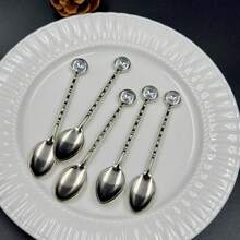 Luxury Crystal Teaspoon Set - Gold & Silver Vintage Bamboo Design Suitable For Coffee, Desserts And Parties. Stylish Table Decor! - View 9