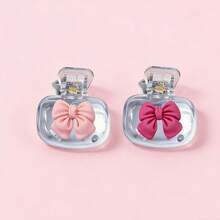 Two Cute Bow-Shaped Toothbrush Covers, Portable Protective Cases, Fresh Breath, Transparent Plastic Design, Suitable For Travel And Daily Use, Bathroom Accessory |   Transparent Design - Red + Rose Red - View 6